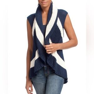 CAbi • Skipper Nautical Striped Open Front Knit Sweater Vest